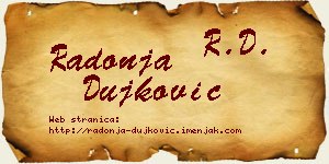 Radonja Dujković vizit kartica